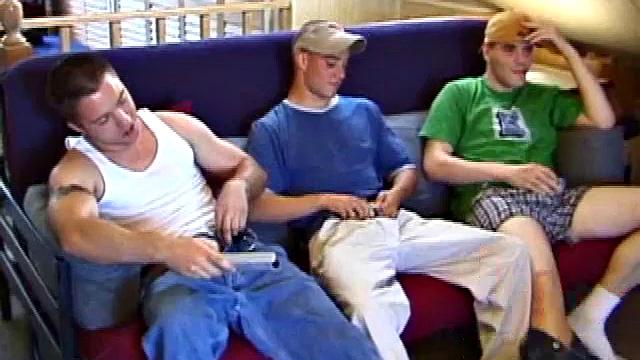 We find Tye and boy Collin perched on Tye's bed. Tye sees an opportunity to have some fun with his friend and goes for his cock, while the boy watches a porn video.