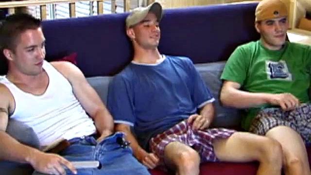 We find Tye and boy Collin perched on Tye's bed. Tye sees an opportunity to have some fun with his friend and goes for his cock, while the boy watches a porn video.