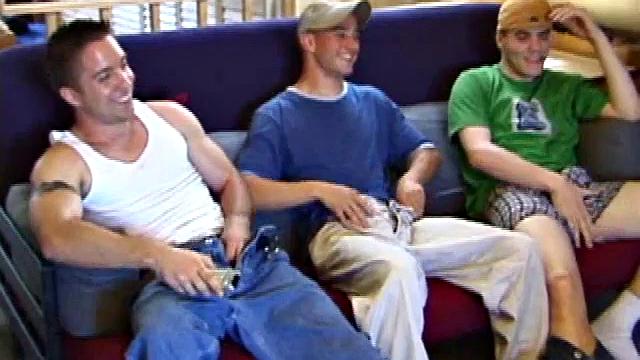 We find Tye and boy Collin perched on Tye's bed. Tye sees an opportunity to have some fun with his friend and goes for his cock, while the boy watches a porn video.