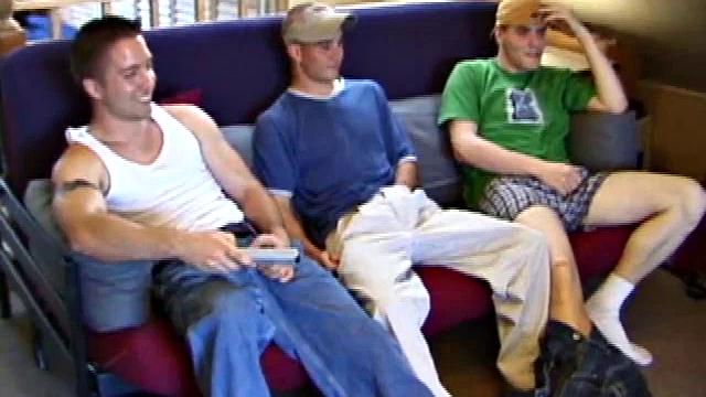 We find Tye and boy Collin perched on Tye's bed. Tye sees an opportunity to have some fun with his friend and goes for his cock, while the boy watches a porn video.