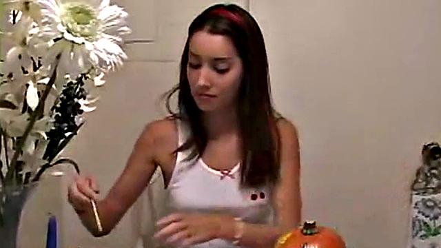 Teen slut strips off and masturbates