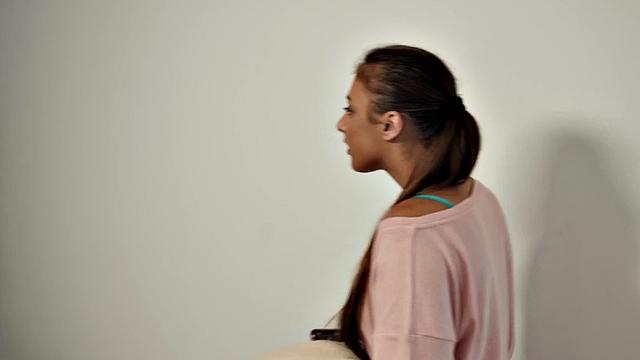 Lesbian secretary fingered before facesitting her boss