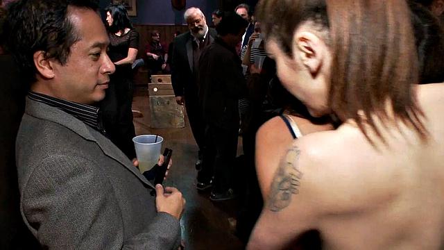 Public squirting slut rough fucked in voyeur group sex