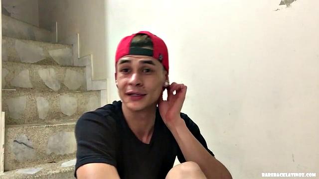 Dominic is a slim and smooth young man who is already stripped to his shorts when the video starts. He does some push ups and sit ups before stripping to his underwear.