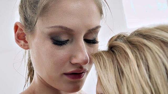 Pierced petite nympho 19yo seduced by perverted lez