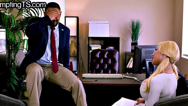 Upskirt trans spoiling boss