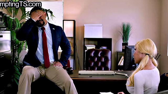 Upskirt trans spoiling boss