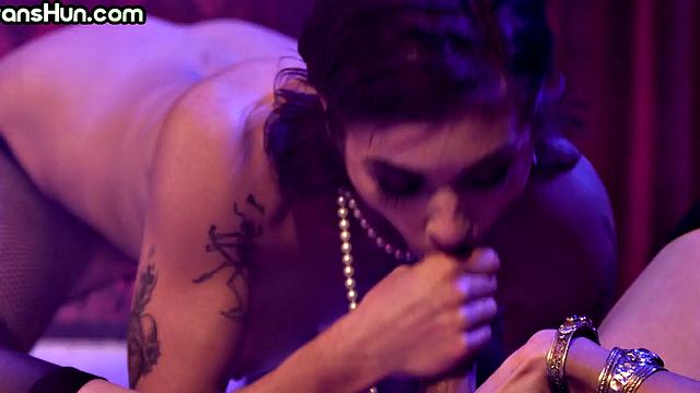 Trans beauty loves licking pussy while fingering