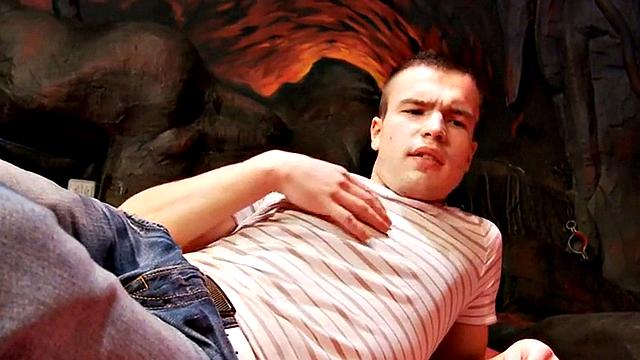 Femdom 3some teens pegging dude while jerking his cock