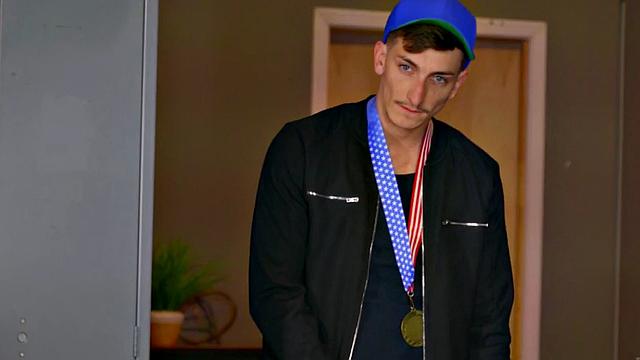 Busty trans sucking and riding boyfriend in couple