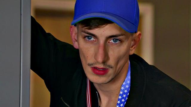 Busty trans sucking and riding boyfriend in couple