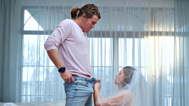 VIP4K. The TV was turned and on showed all guests how hot the bride can fuck