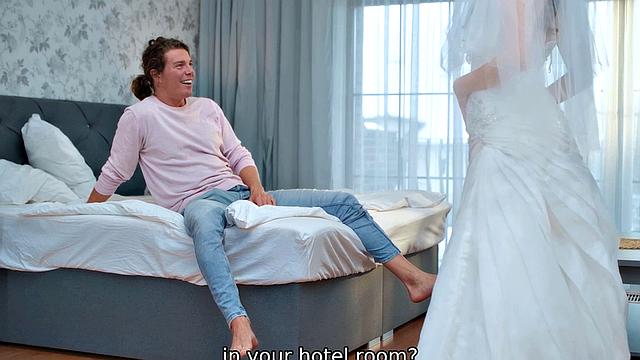 VIP4K. The TV was turned and on showed all guests how hot the bride can fuck