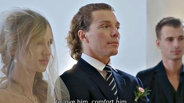 VIP4K. The TV was turned and on showed all guests how hot the bride can fuck