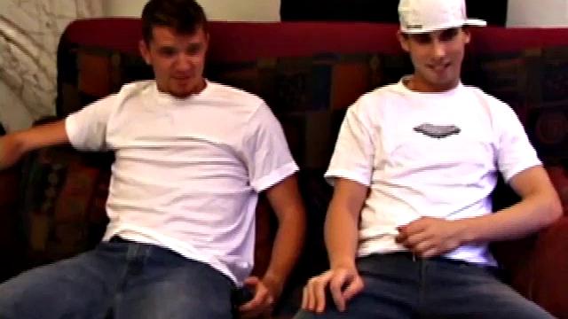 Lic seems at ease with Tapher. Both dudes wear jeans and t-shirts well, but lose them as they settle into each other. First, Lic slides his hand down his jeans to work up a boner, while Tapher rubs one up from the outside.