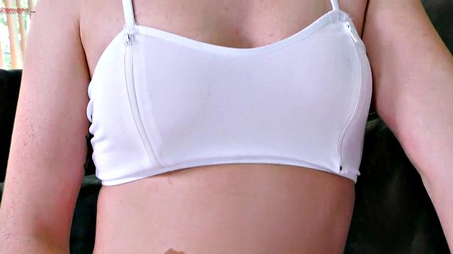 nJ perky boobs babe sucks in dirty talking closeup POV