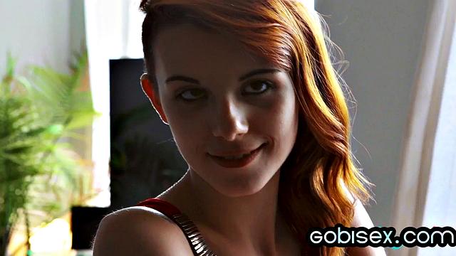 Cutie ginger enjoying bisex 3some