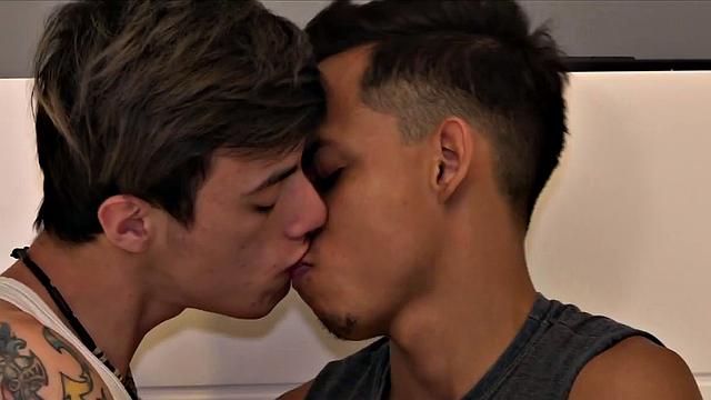 Young Latinos Sly and Giorgio are making out in bed, as they strip naked. It isn't long before Giorgio is giving Sly a blow job, and once he has the big stiff the horny bottom hops on for a raw ride.
