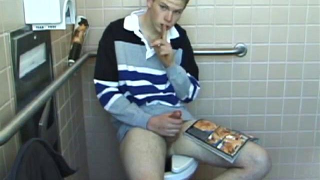 In the men's room, Christian unpacks a stack of porn magazines and flips through the pages, looking for the girl of the moment. Dropping pants, Christian gets into a firm jack off, made especially noisy by liberal lubrication.