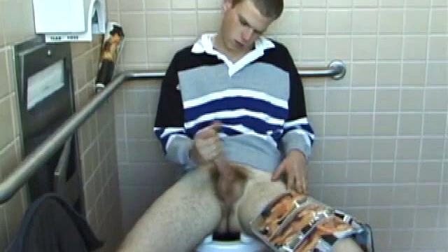 In the men's room, Christian unpacks a stack of porn magazines and flips through the pages, looking for the girl of the moment. Dropping pants, Christian gets into a firm jack off, made especially noisy by liberal lubrication.