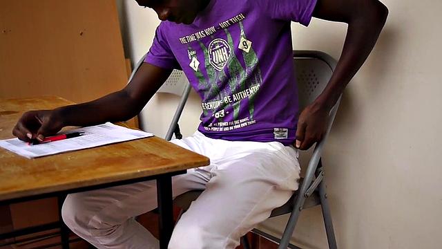 Amateur black twink jerking off after stripping