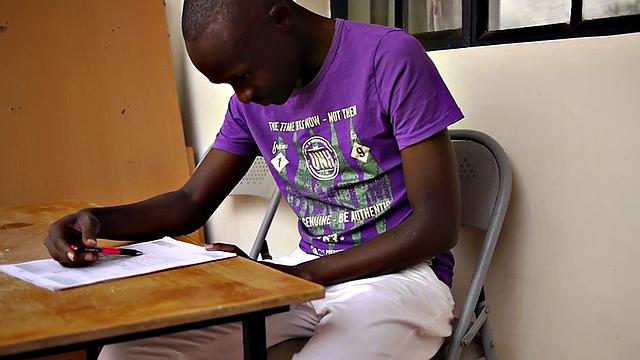 Amateur black twink jerking off after stripping