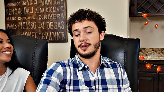 Ebony MILF cockriding in kitchen