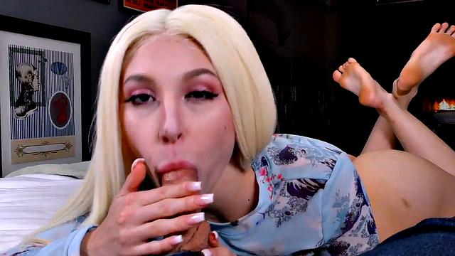 Deepthroat POV busty GF sucks and talks dirty