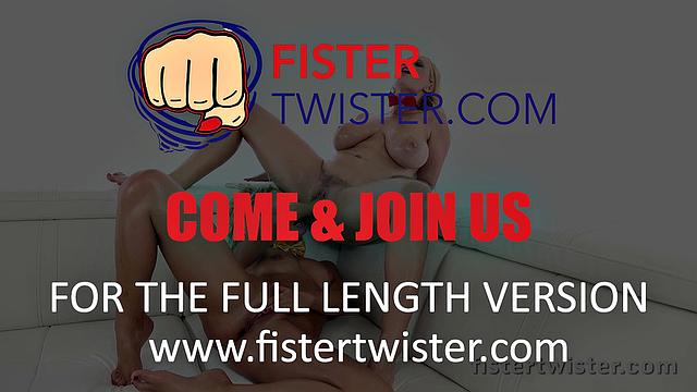 Fistertwister - Oiled hairy pussy fisting
