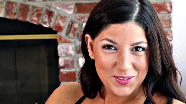 Ravishing brunette Miranda shows off her pink pussy.