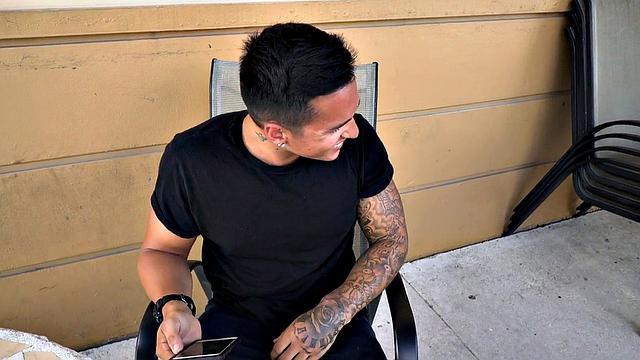 Straight picked up stud fucks in public van outdoor