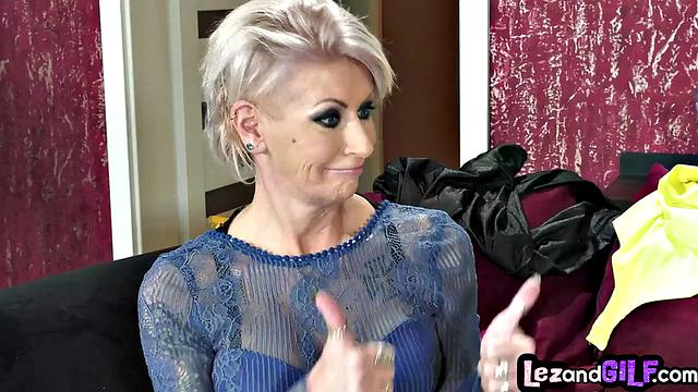 Busty GILF toying horny 21yo