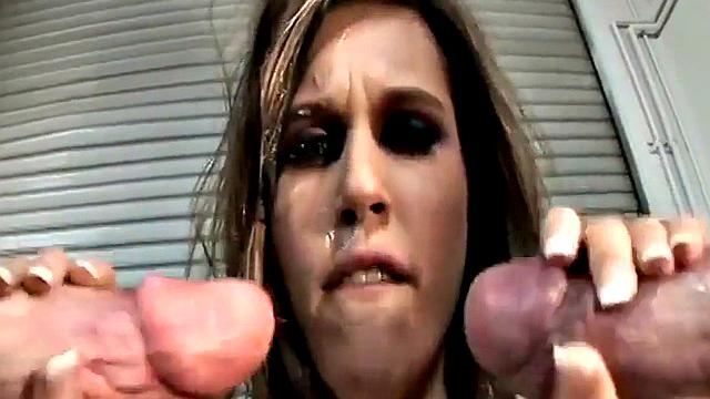 Bukkake babe rides dick