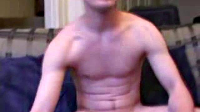 Alex West feels himself, through his jeans, and then strips naked to expose his stiff cock. He strokes for a while, and then pulls out a jelly dildo, lubes it up an dstuffs his ass with it. Alex soon pumps out a warm cum load on his chest.