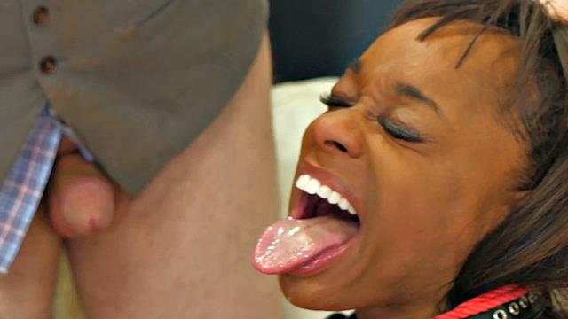 Ebony chick trio in BDSM sex scene