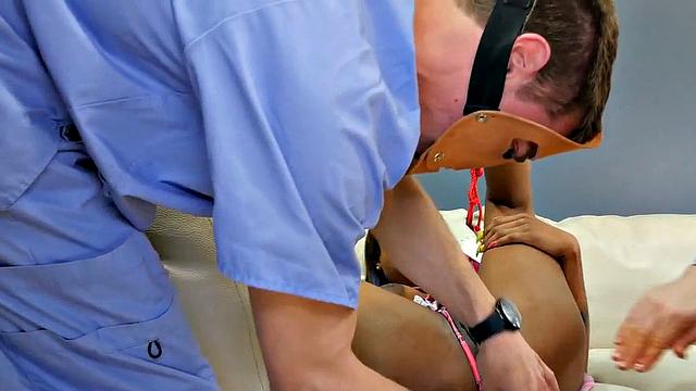 Ebony chick trio in BDSM sex scene