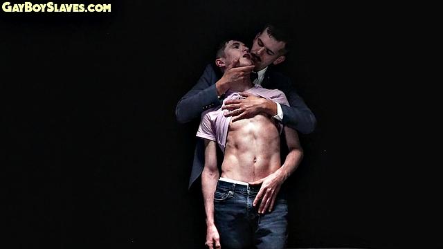 Submissive oiled twink gets fucked by dominant DILF