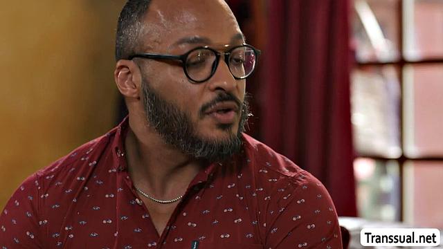 Busty TS rides her stepdad's black and white dick