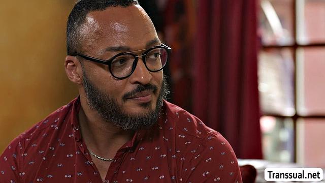 Busty TS rides her stepdad's black and white dick