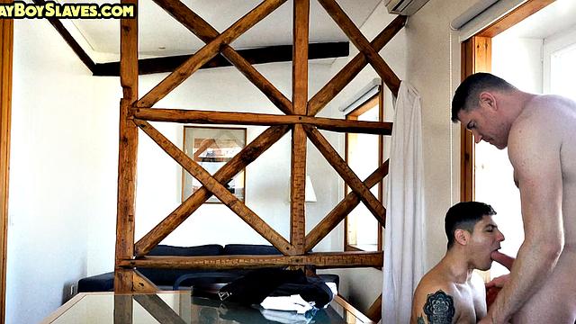 Amateur stud acts like subject for dominant DILF