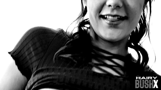 Hairy cum-thirsty babe gets side-fucked by BF