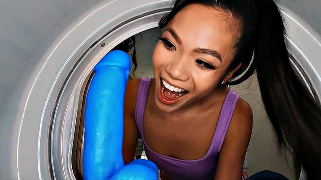 Asian MILF with huge tits scissors asian after getting her bald pussy pounded hard