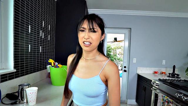 Busty wild maid fucked in POV by nasty BWC