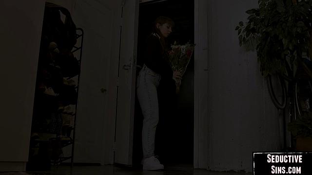 Horny brunette babe doggystyled