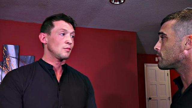 Dominated stud getting anally dildo fucked by hunk