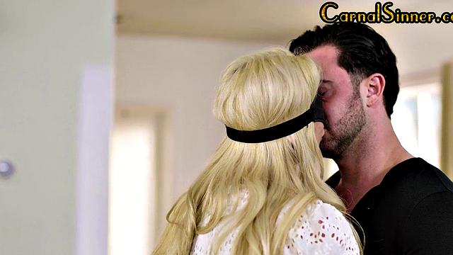 Sinful blindfolded MILF fucked by neighbor cock