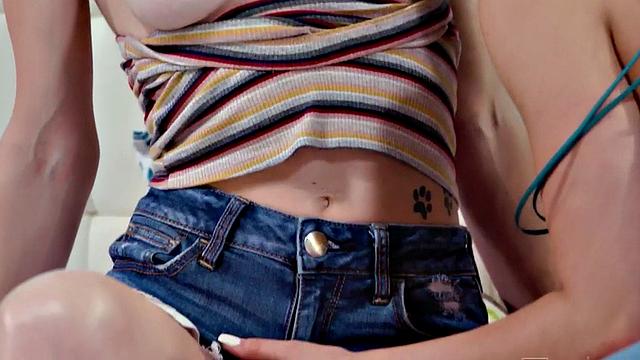 Dyke bitches fuck pussies with fingers after kissing