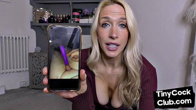 Gorgeous blonde reacts to small cocks