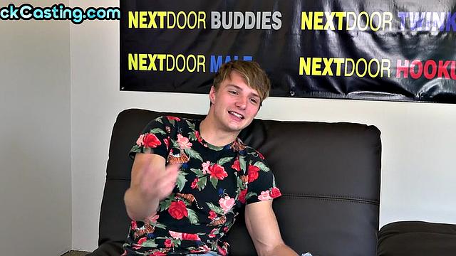 Real amateur solo stud jerks off on casting and cums