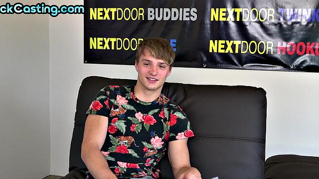 Real amateur solo stud jerks off on casting and cums